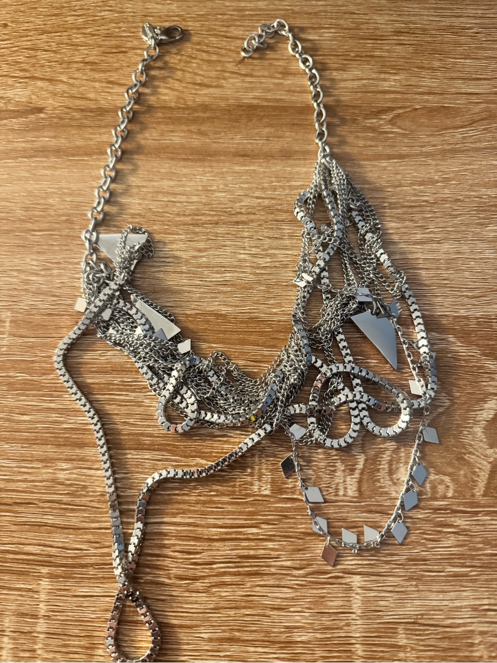 Silver multilayer necklace